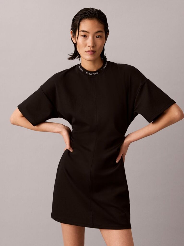 Black Milano Jersey Draped T-shirt Dress  Women