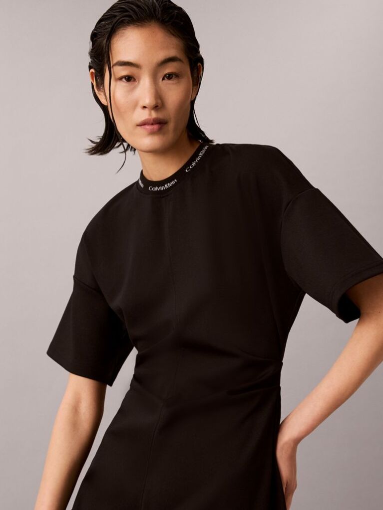 Black Milano Jersey Draped T-shirt Dress  Women