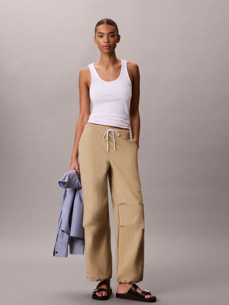Brown Relaxed Soft Nylon Trousers  Women