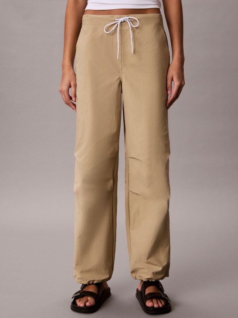 Brown Relaxed Soft Nylon Trousers  Women