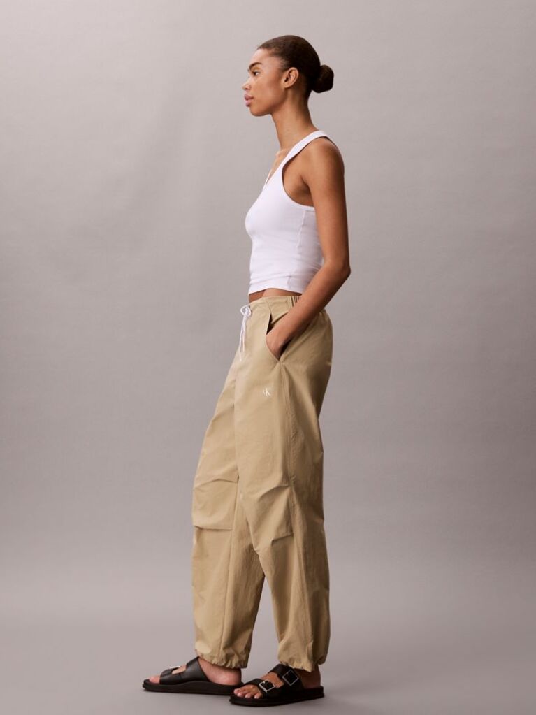 Brown Relaxed Soft Nylon Trousers  Women