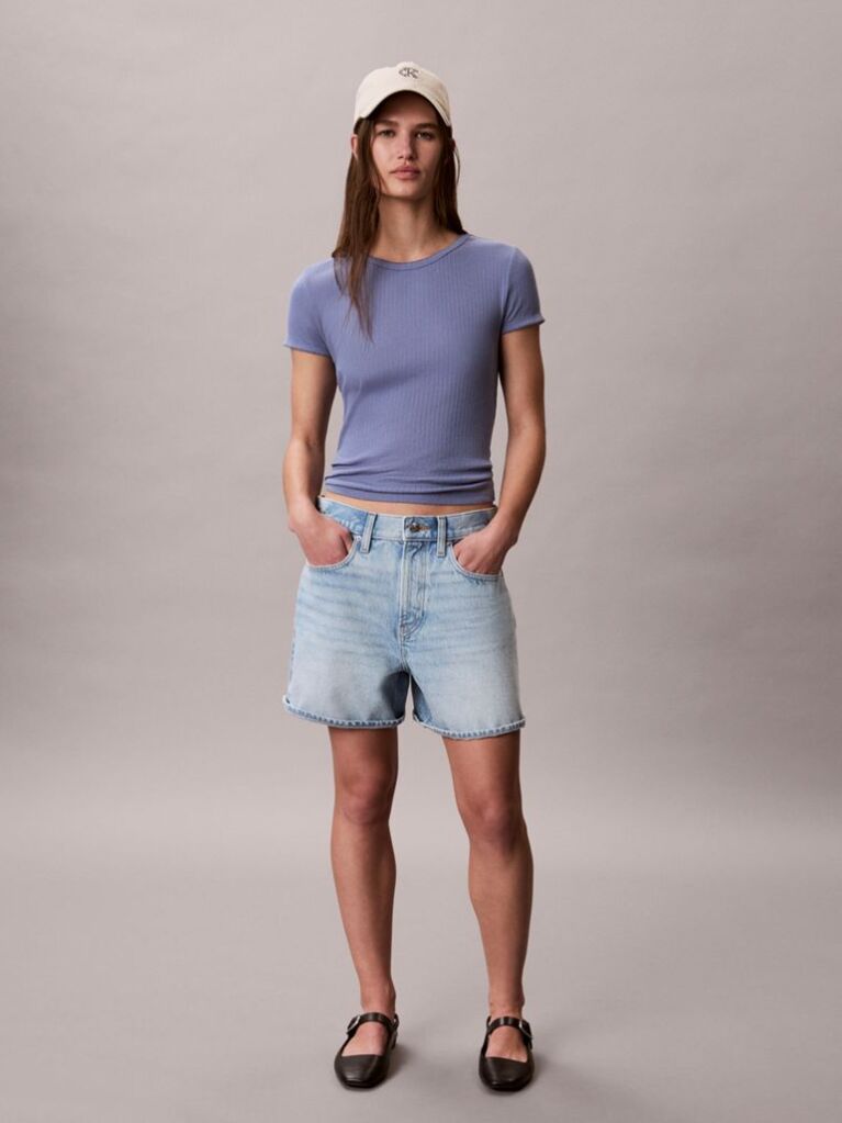Denim High Rise Relaxed Denim Shorts  Women