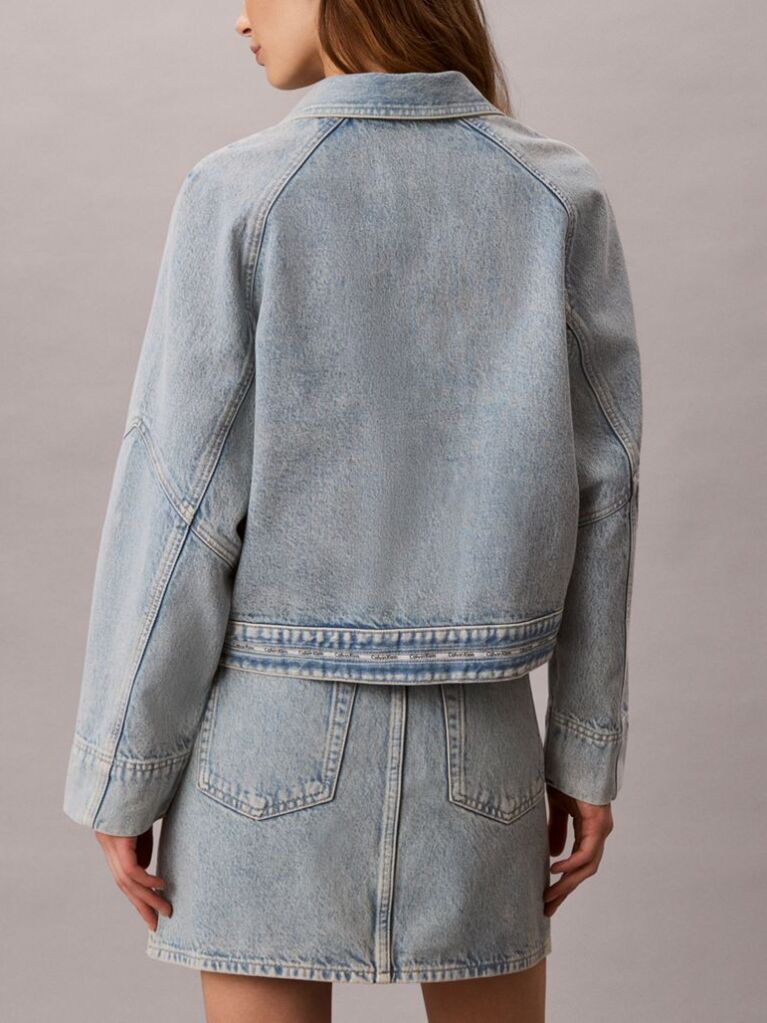 Denim Boxy Logo Tape Denim Jacket  Women
