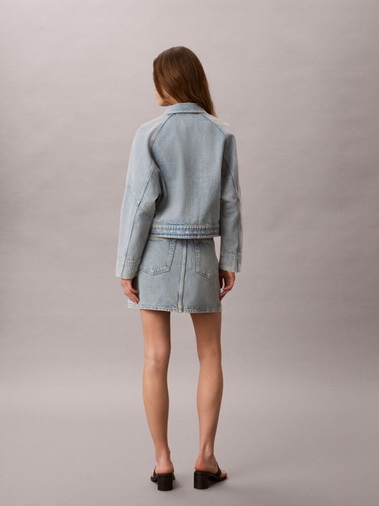 Denim Logo Tape Denim Mini Skirt  Women