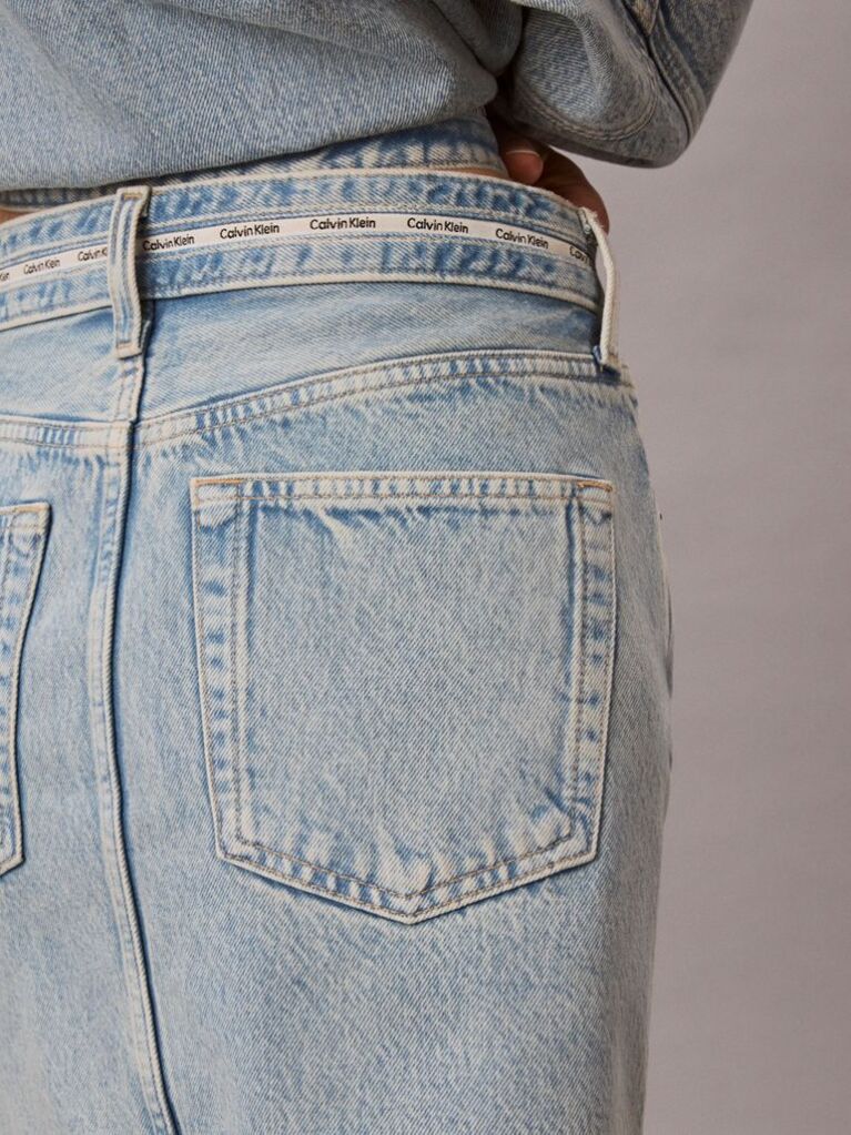 Denim Logo Tape Denim Mini Skirt  Women
