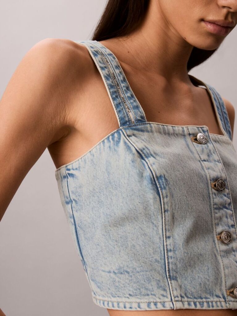 Denim Logo Tape Denim Tank Top  Women