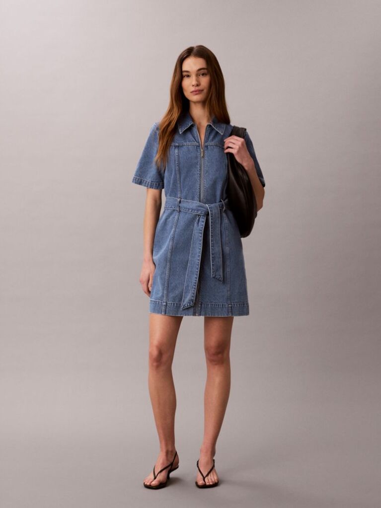 Denim Belted Denim Shirt Dress  Women