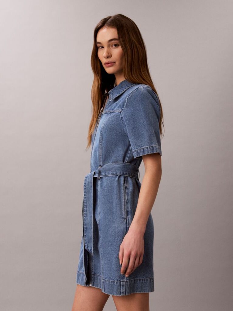 Denim Belted Denim Shirt Dress  Women