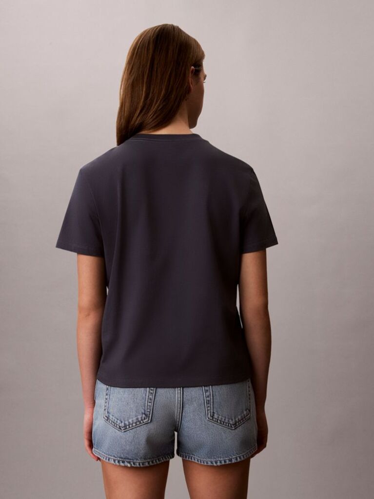 Blue Handwriting Graphic Crew Neck T-Shirt  Women
