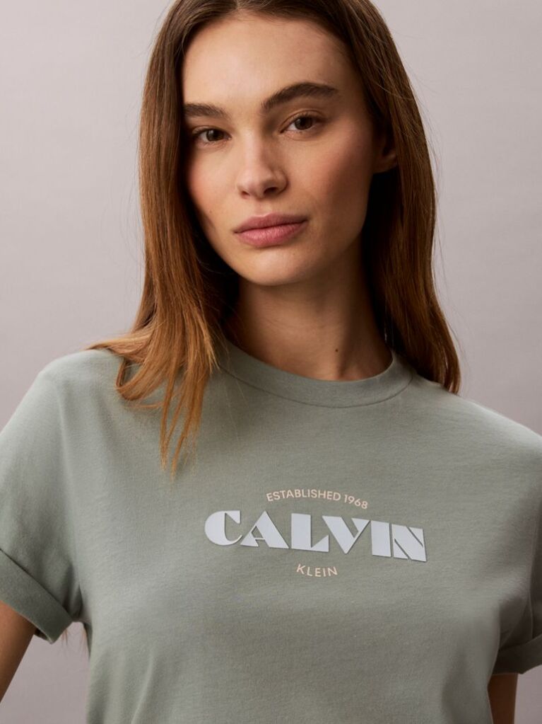 Green Retro Logo Crew Neck T-Shirt  Women