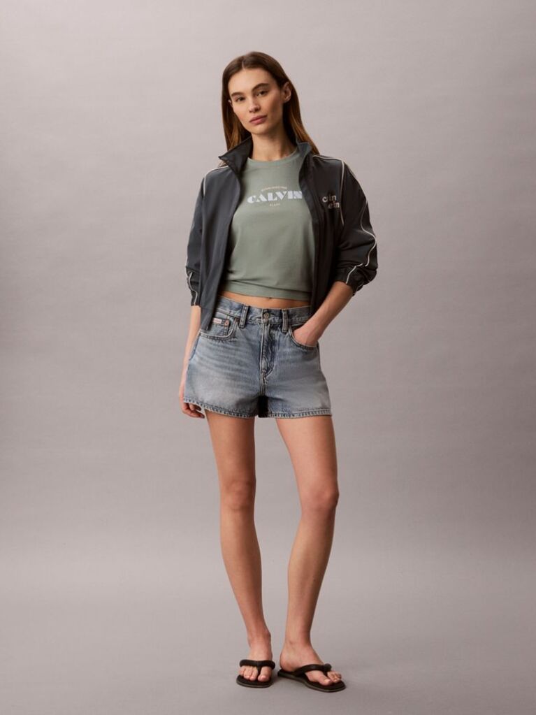 Green Retro Logo Crew Neck T-Shirt  Women