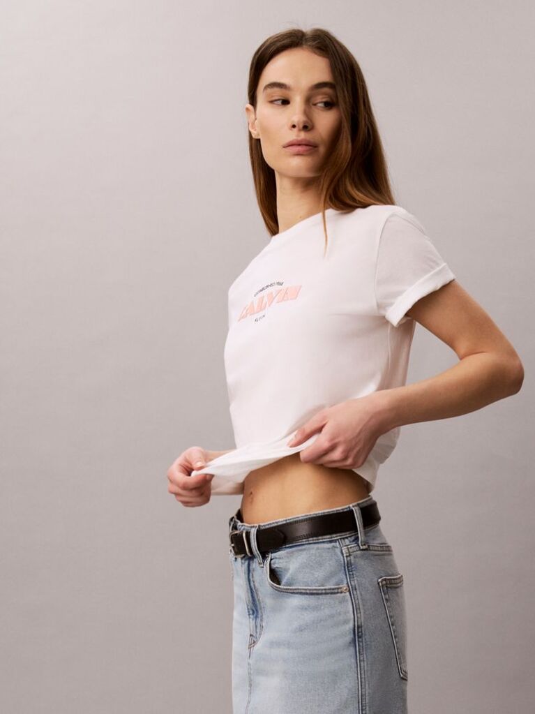 White Retro Logo Crew Neck T-Shirt  Women
