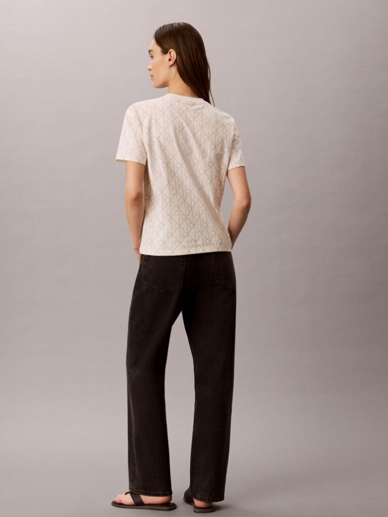 White Emblem Print Crew Neck T-Shirt  Women