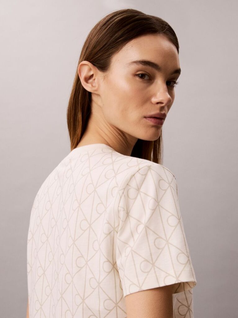 White Emblem Print Crew Neck T-Shirt  Women