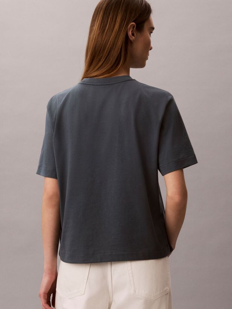 Μπλε Boxy T-Shirt Με Monologo  Γυναίκα