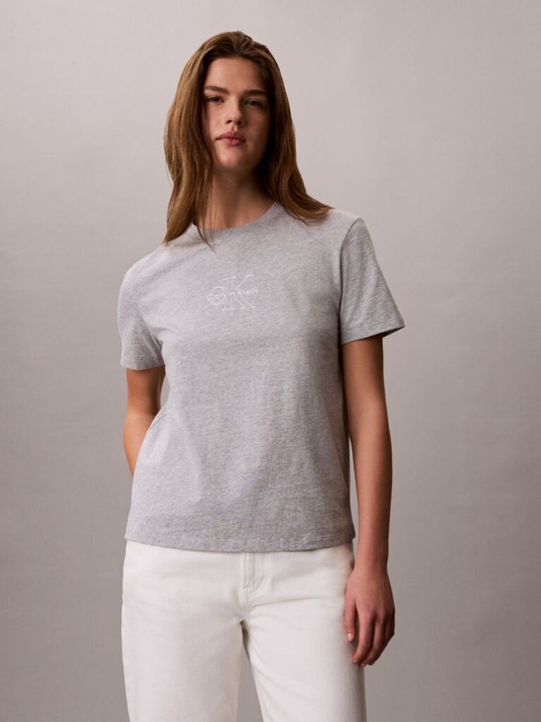 Grey Monologo Crew Neck T-Shirt  Women