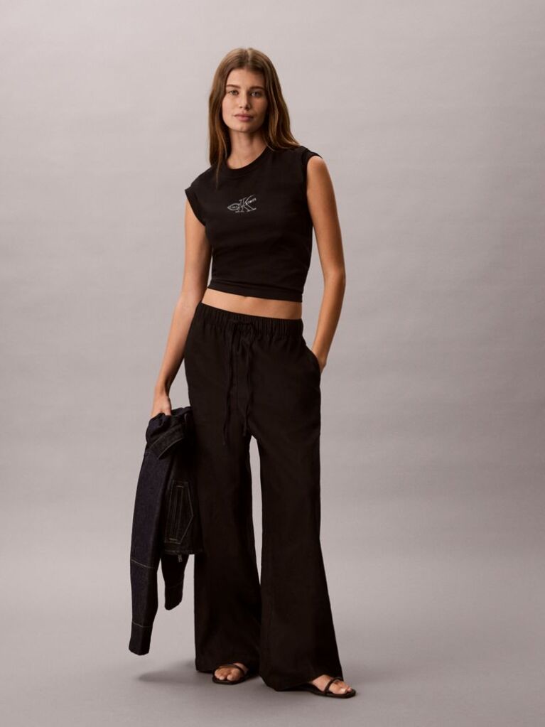 Black Monologo Crew Neck T-Shirt  Women