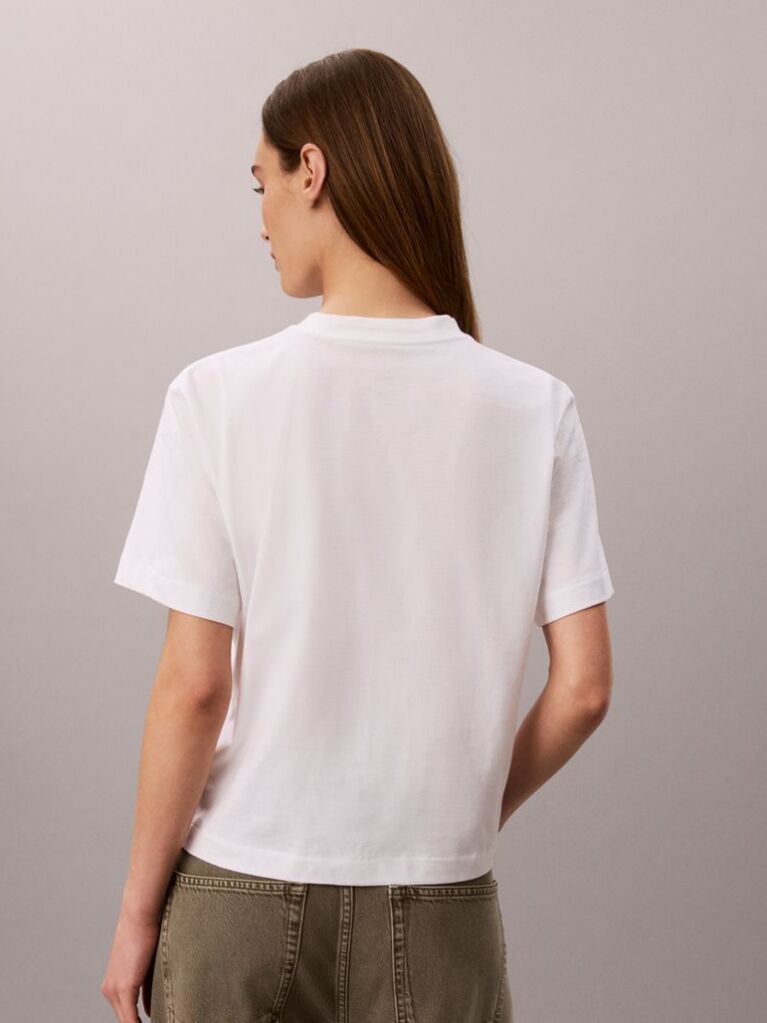 Λευκό T-Shirt Με Boxy Γραμμή Και Μονόγραμμα  Γυναίκα