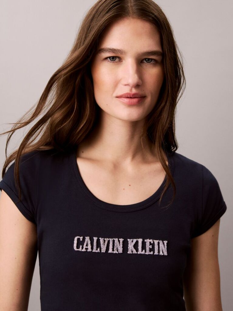 Μπλε T-Shirt Με Baby Fit Και Λογότυπο Varsity  Γυναίκα