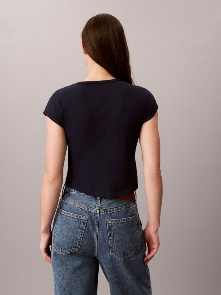 Μπλε T-Shirt Με Baby Fit Και Λογότυπο Varsity  Γυναίκα