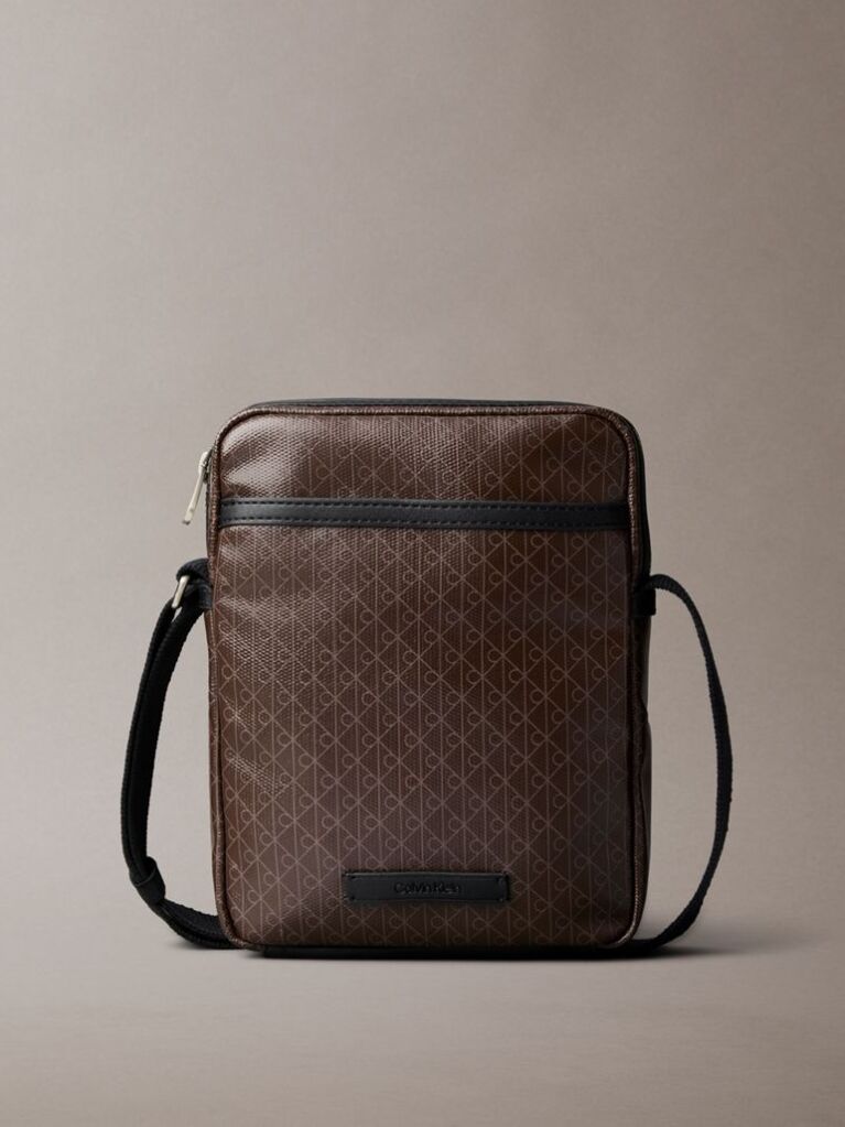 Brown Allover Emblem Logo Reporter Bag  Men