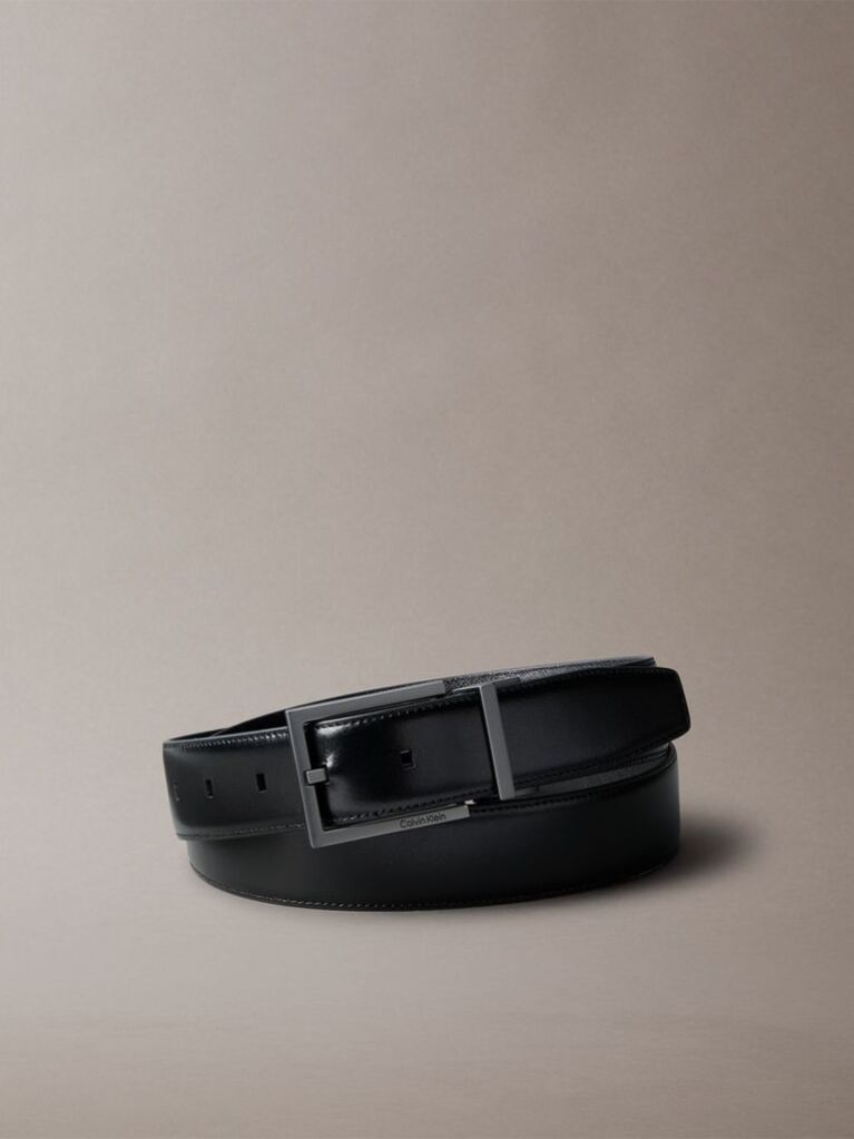 Black Reversible Full-Grain Leather Belt  Men