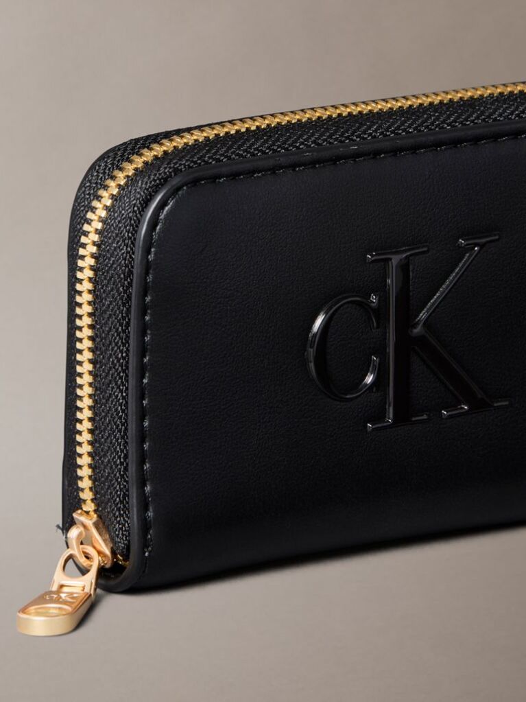 Black Bold CK Medium Zip Around Wallet  Women
