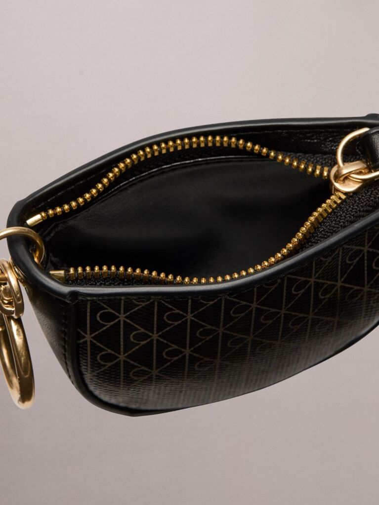 Black Emblem Logo Mini Zip Pouch Bag Charm  Women