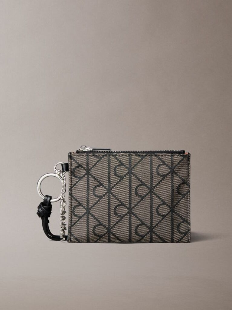 Multi Jacquard Logo Zip Pouch Bag Charm  Women