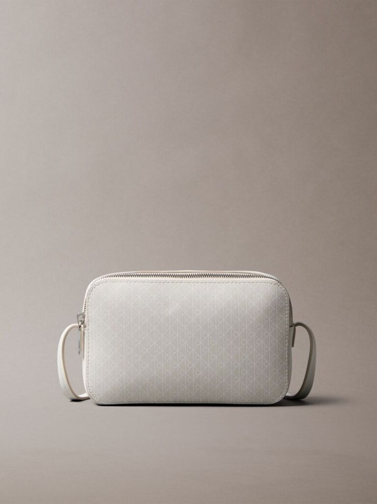 White Allover Monogram Logo Camera Bag  Women