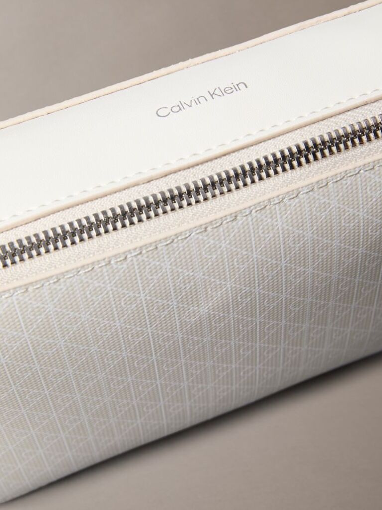 White Allover Monogram Logo Camera Bag  Women