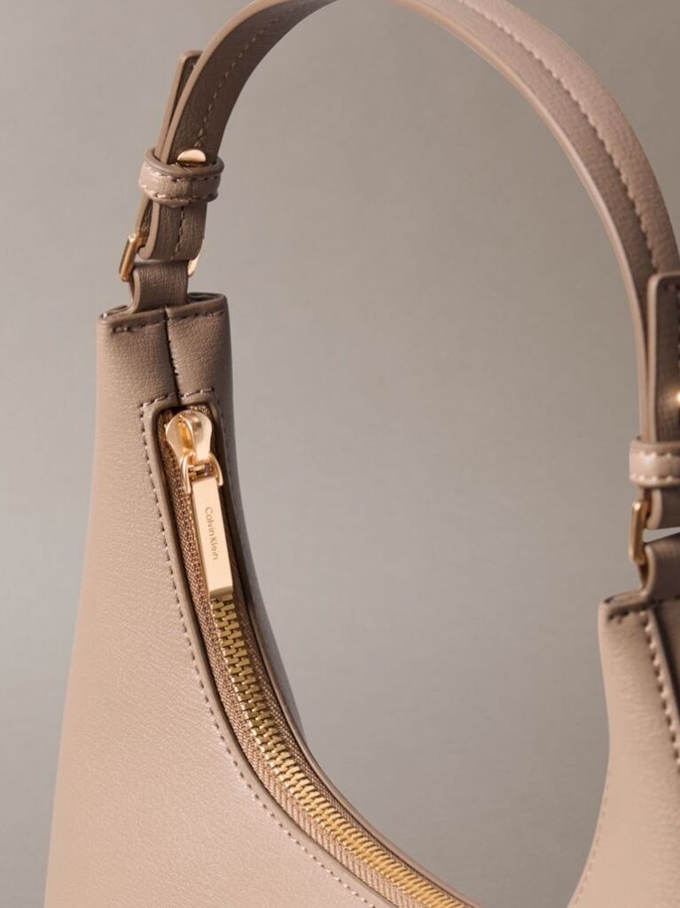 Beige Embossed Logo Shoulder Bag  Women