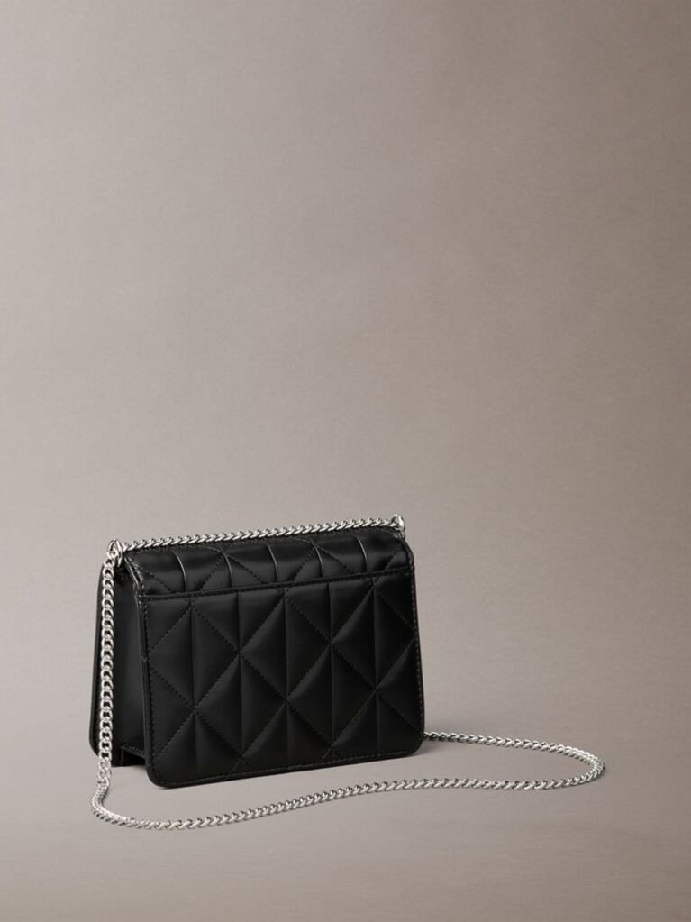 Black Quilted Emblem Logo Mini Bag  Women