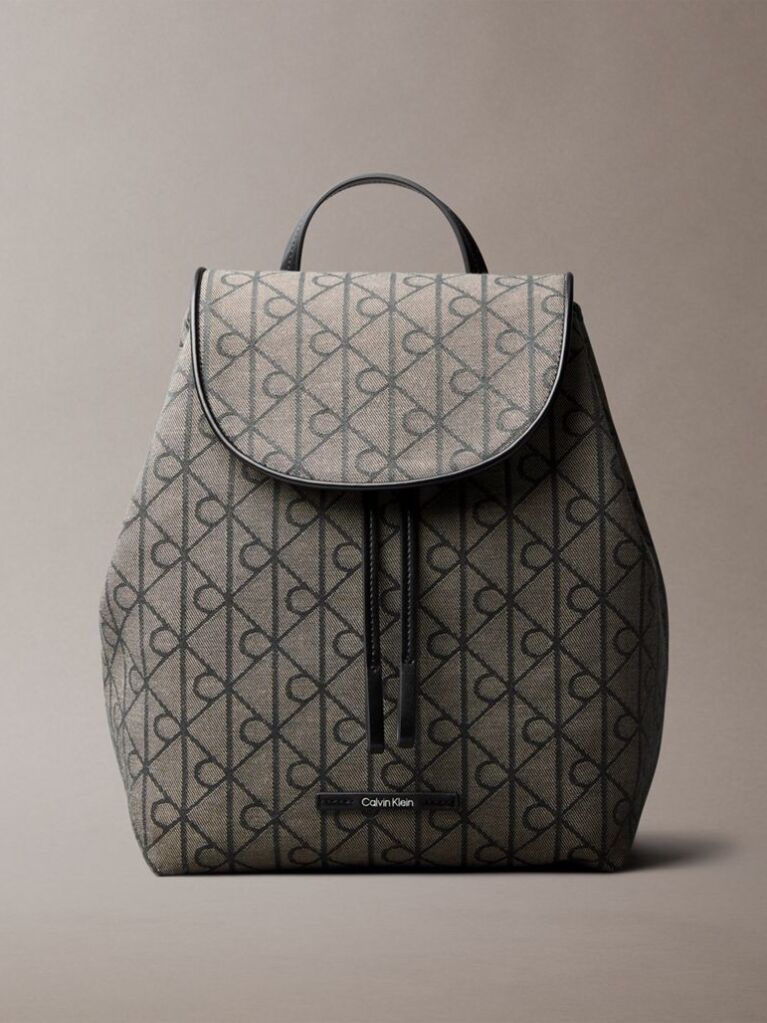 Multi Emblem Logo Jacquard Flap Backpack  Women