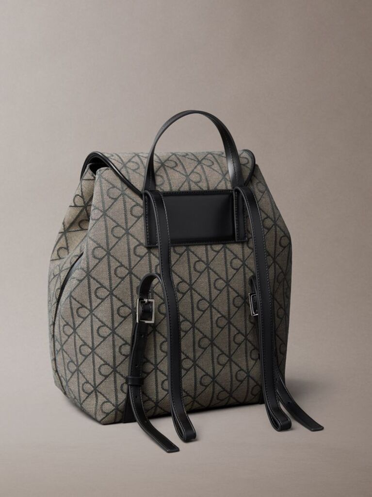 Multi Emblem Logo Jacquard Flap Backpack  Women