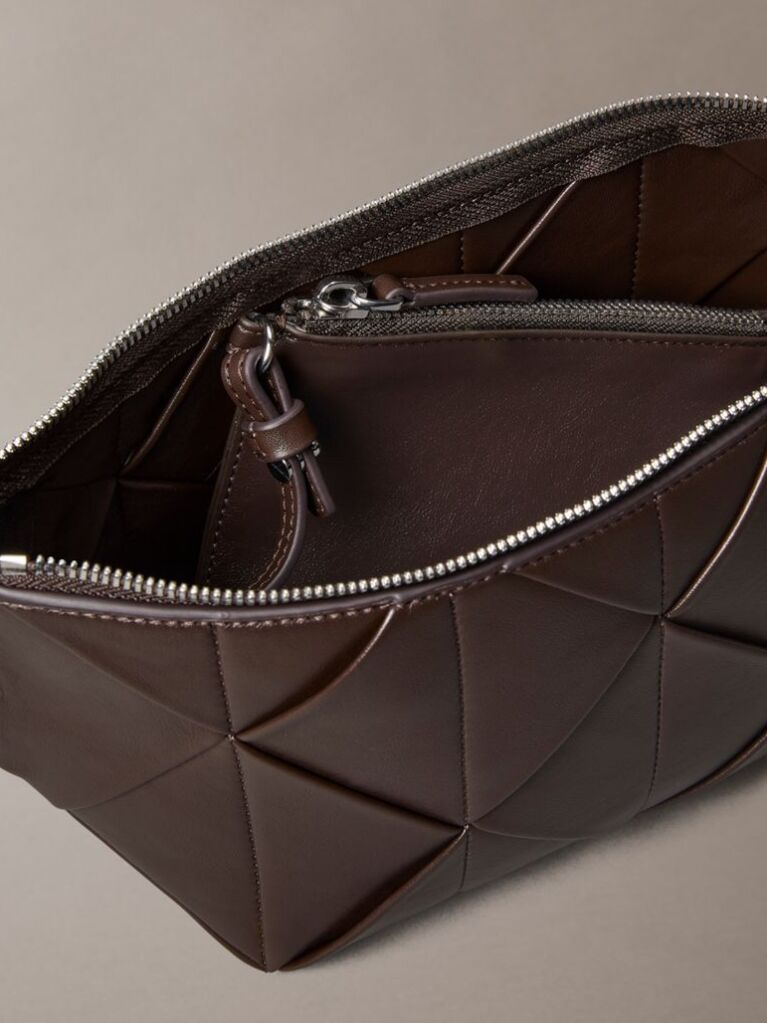 Brown Woven Emblem Shoulder Bag  Women