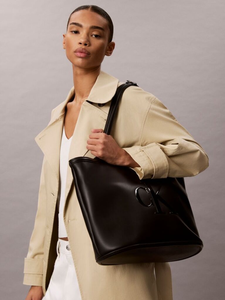 Black Signature Monogram Laptop Tote Bag  Women