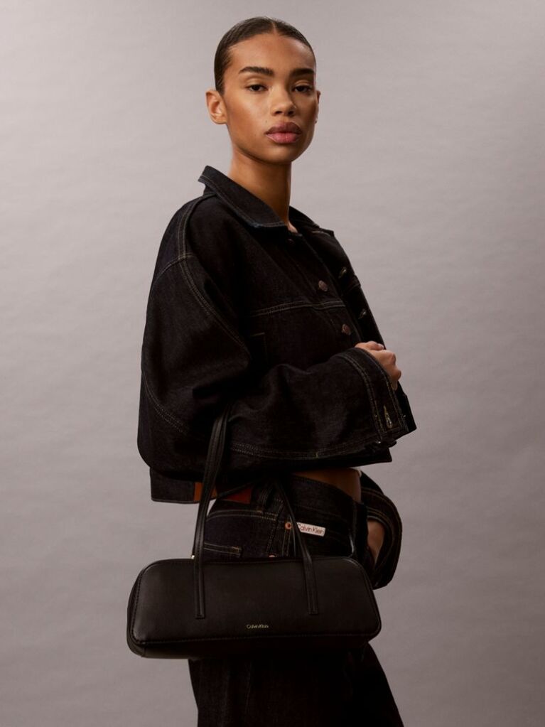 Black Foil Logo Shoulder Bag  Women