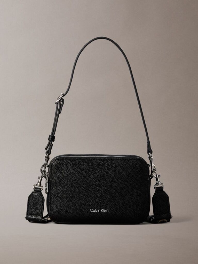 Black 2 Strap Logo Crossbody Camera Bag  Women