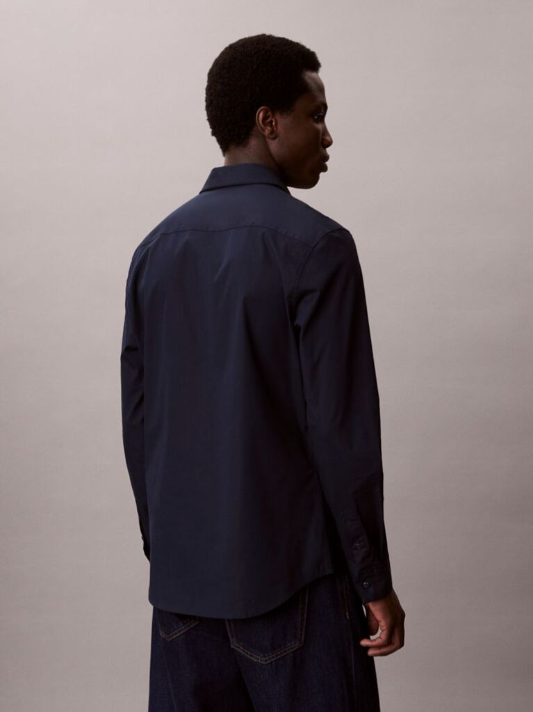 Blue Slim Stretch Button-Down Shirt  Men