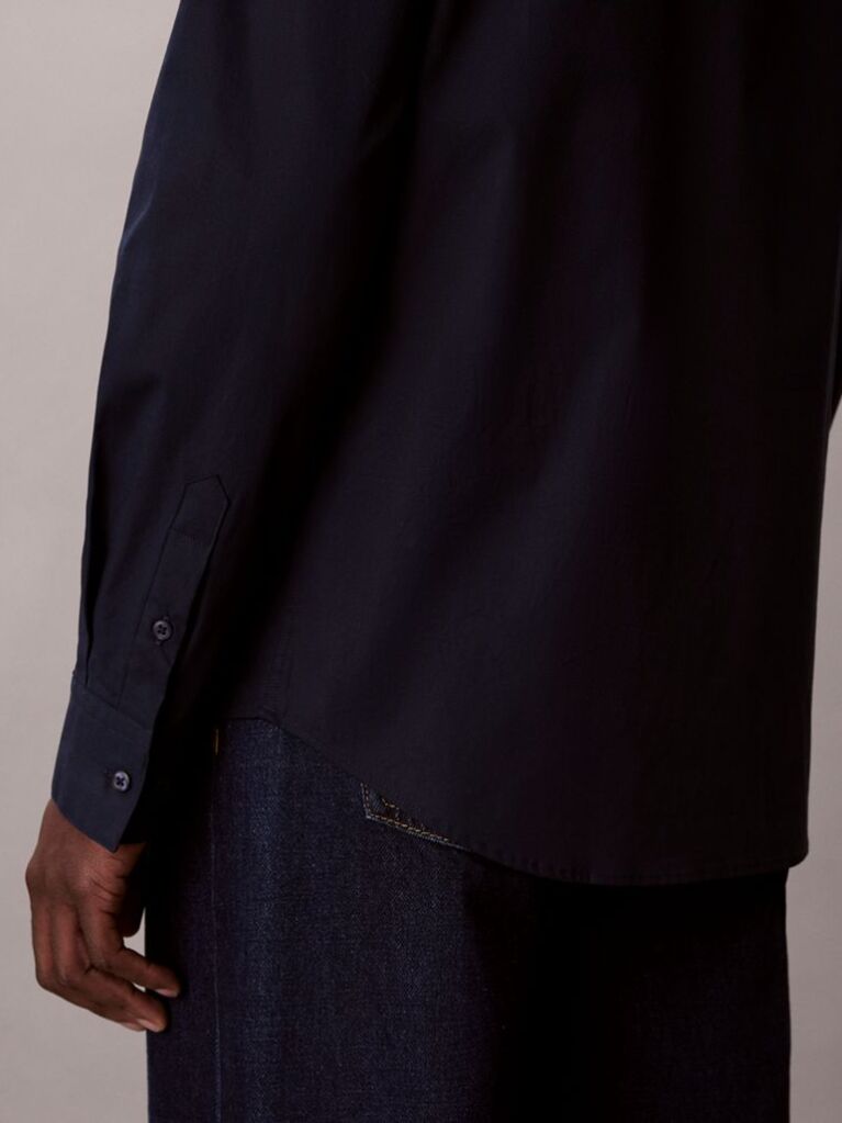 Blue Slim Stretch Button-Down Shirt  Men