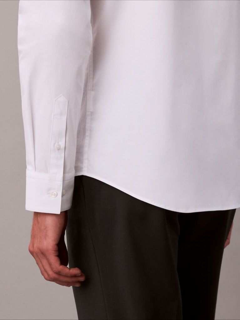 White Slim Stretch Button-Down Shirt  Men
