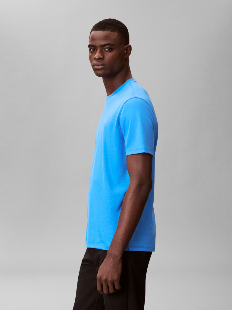 Μπλε Βαμβακερό T-shirt  Άνδρας