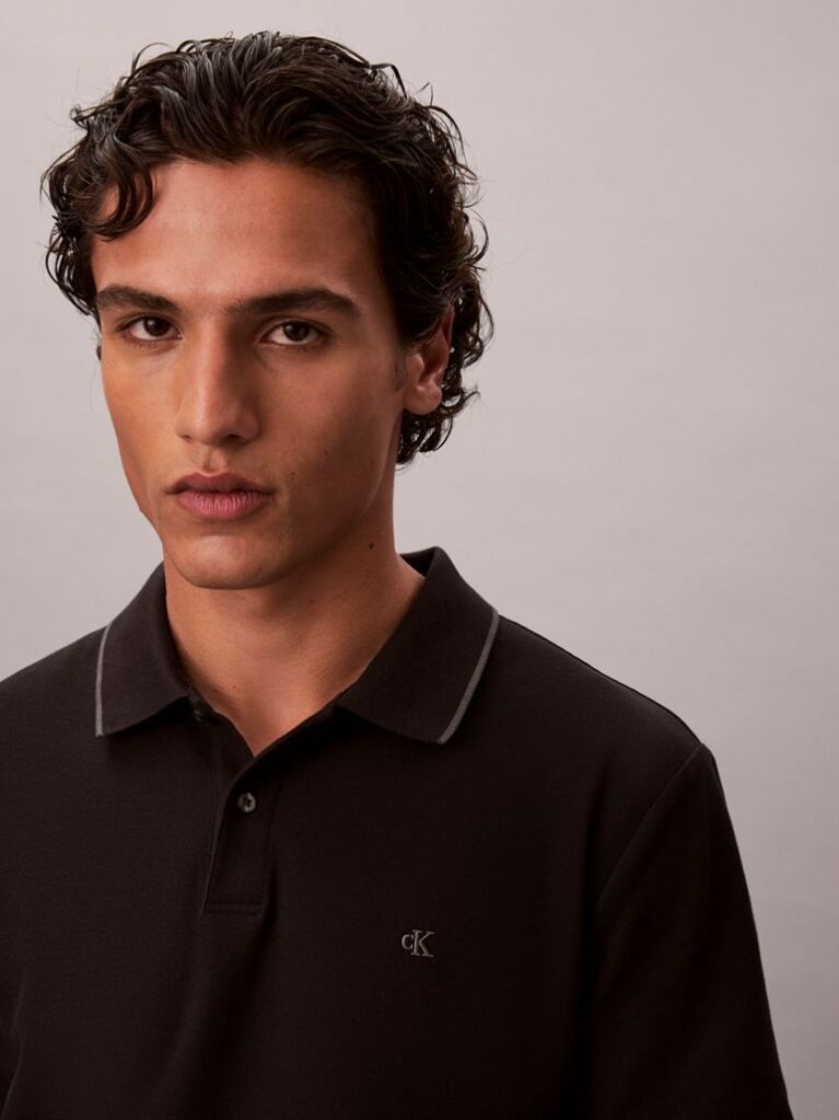 Black Piqué Tipping Polo Shirt  Men