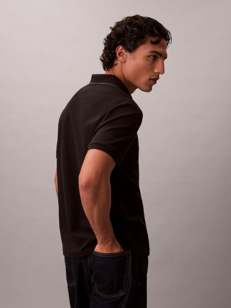 Black Piqué Tipping Polo Shirt  Men