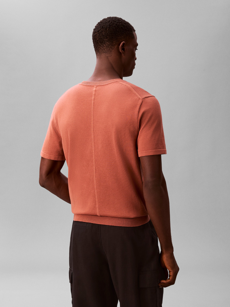 Brown Pima Cotton Short Sleeve Jumper  Men