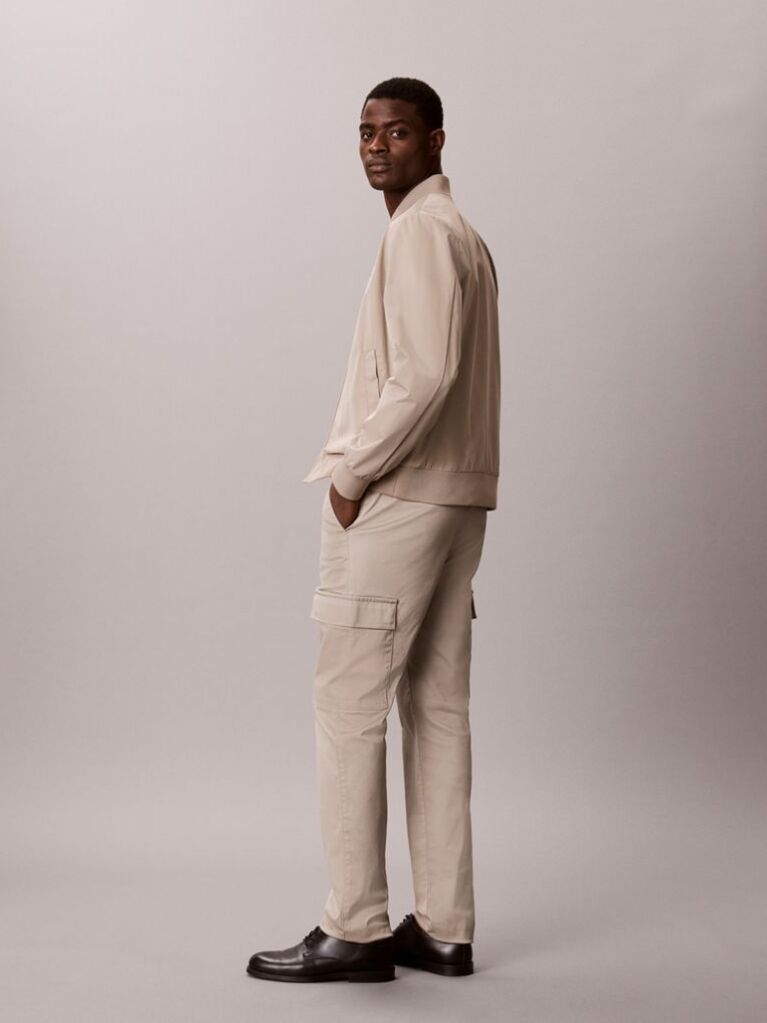Khaki Slim Stretch Cargo Trousers  Men