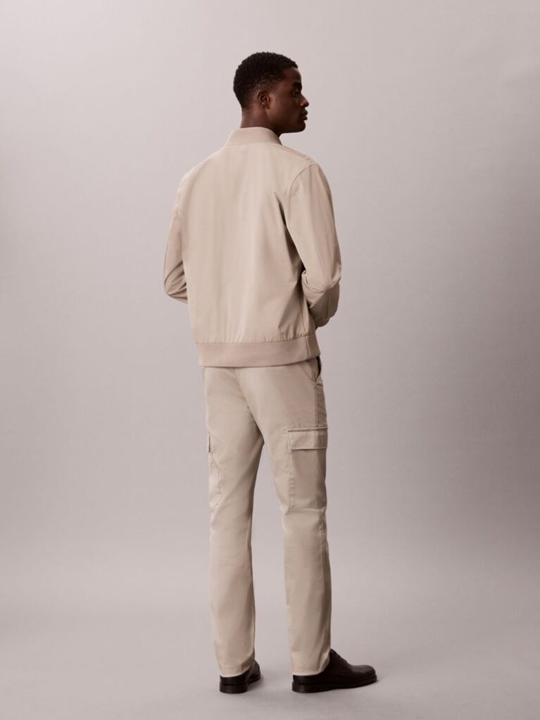 Khaki Slim Stretch Cargo Trousers  Men