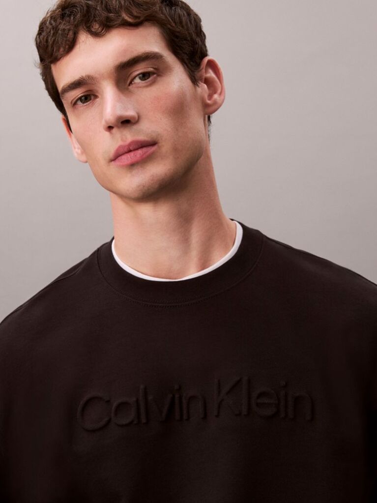 Black Embossed Logo Crew-Neck Sweatshirt  Men