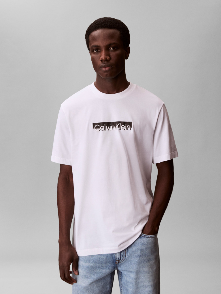 White Fade Logo Crew Neck T-Shirt  Men